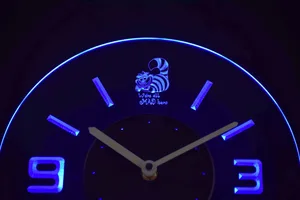 Alice in Wonderland Cheshire Cat We're All Mad Here Modern LED Neon Wall Clock