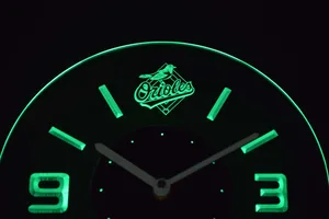 Baltimore Orioles Modern LED Neon Wall Clock - Legacy Edition