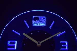 Blue Moon Old Logo Modern LED Neon Wall Clock
