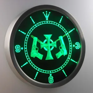 Boondock Saints   Guns and Cross LED Neon Wall Clock