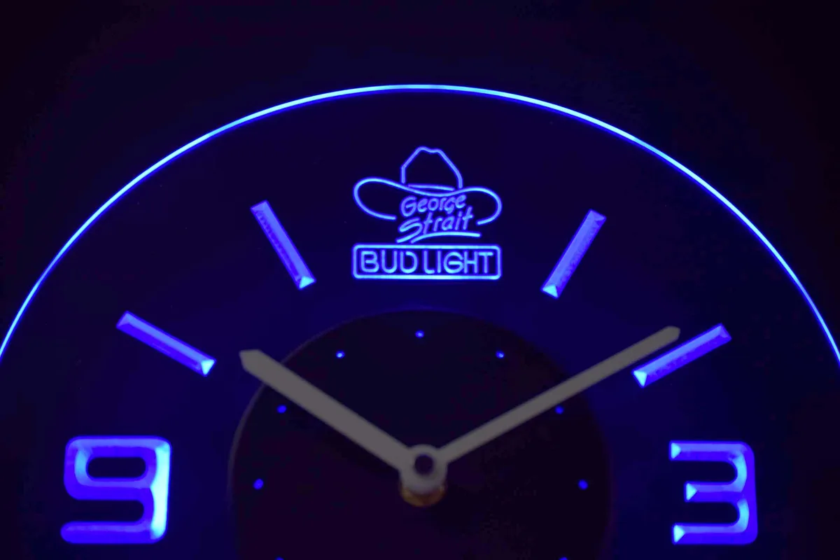 Bud Light George Strait Modern LED Neon Wall Clock
