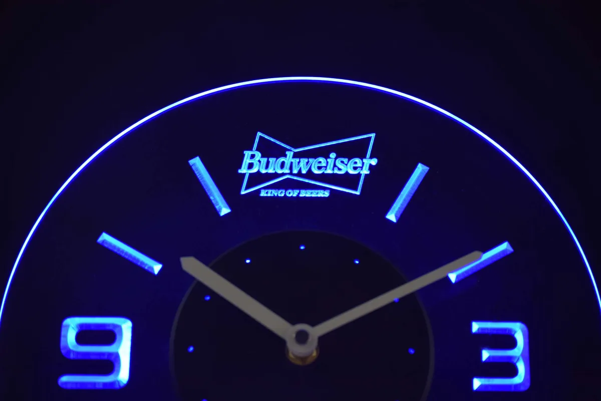 Budweiser King of Beers Modern LED Neon Wall Clock