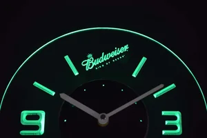 Budweiser King of Beers Slanted Modern LED Neon Wall Clock