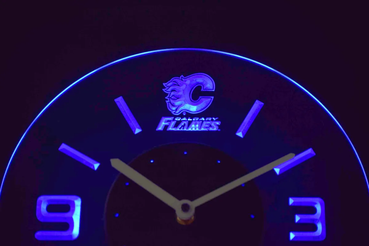 Calgary Flames Modern LED Neon Wall Clock