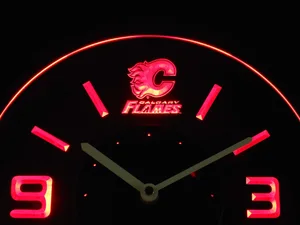 Calgary Flames Modern LED Neon Wall Clock