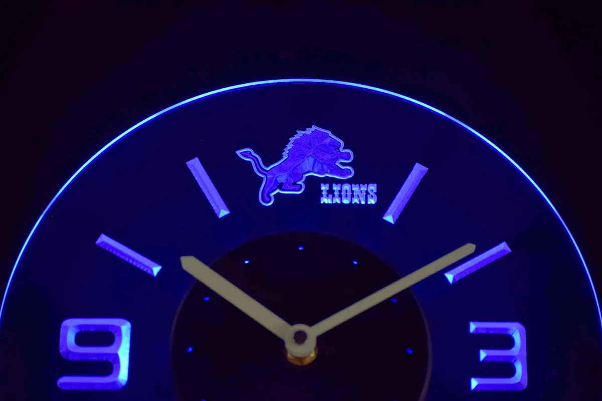 Detroit Lions Modern LED Neon Wall Clock