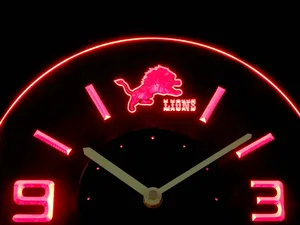 Detroit Lions Modern LED Neon Wall Clock