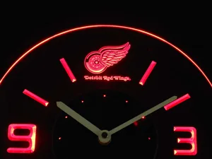 Detroit Red Wings Modern LED Neon Wall Clock