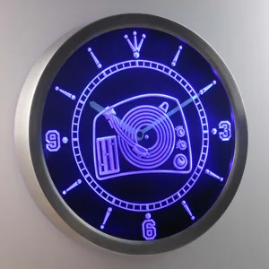 DJ Turntable LED Neon Wall Clock