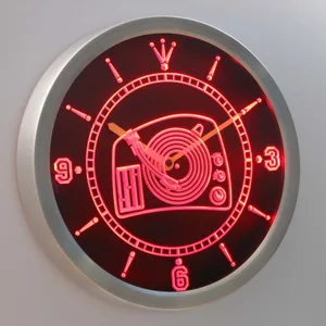 DJ Turntable LED Neon Wall Clock