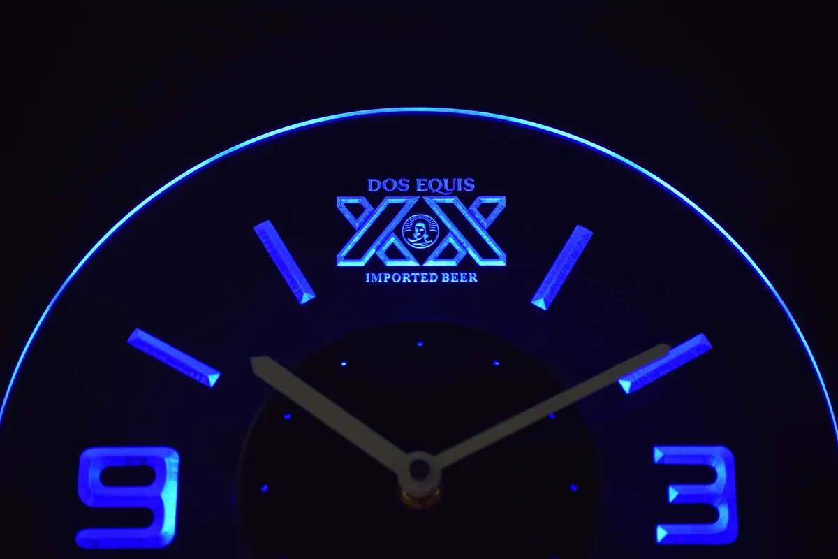 Dos Equis Modern LED Neon Wall Clock