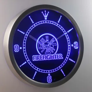 Fire Fighter LED Neon Wall Clock
