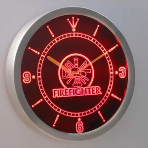 Fire Fighter LED Neon Wall Clock