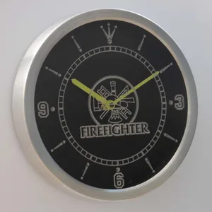 Fire Fighter LED Neon Wall Clock