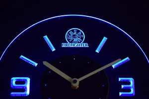 Fire Fighter Modern LED Neon Wall Clock