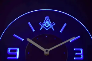 Freemasonry Ornate Modern LED Neon Wall Clock
