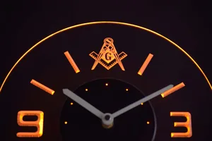 Freemasonry Ornate Modern LED Neon Wall Clock