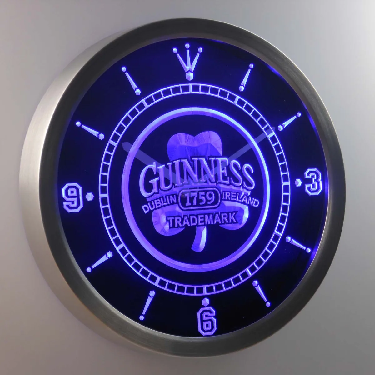 Guinness 1759 Shamrock LED Neon Wall Clock