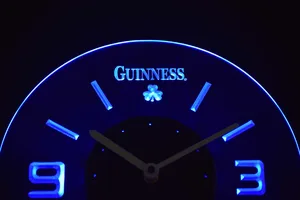 Guinness Shamrock Modern LED Neon Wall Clock