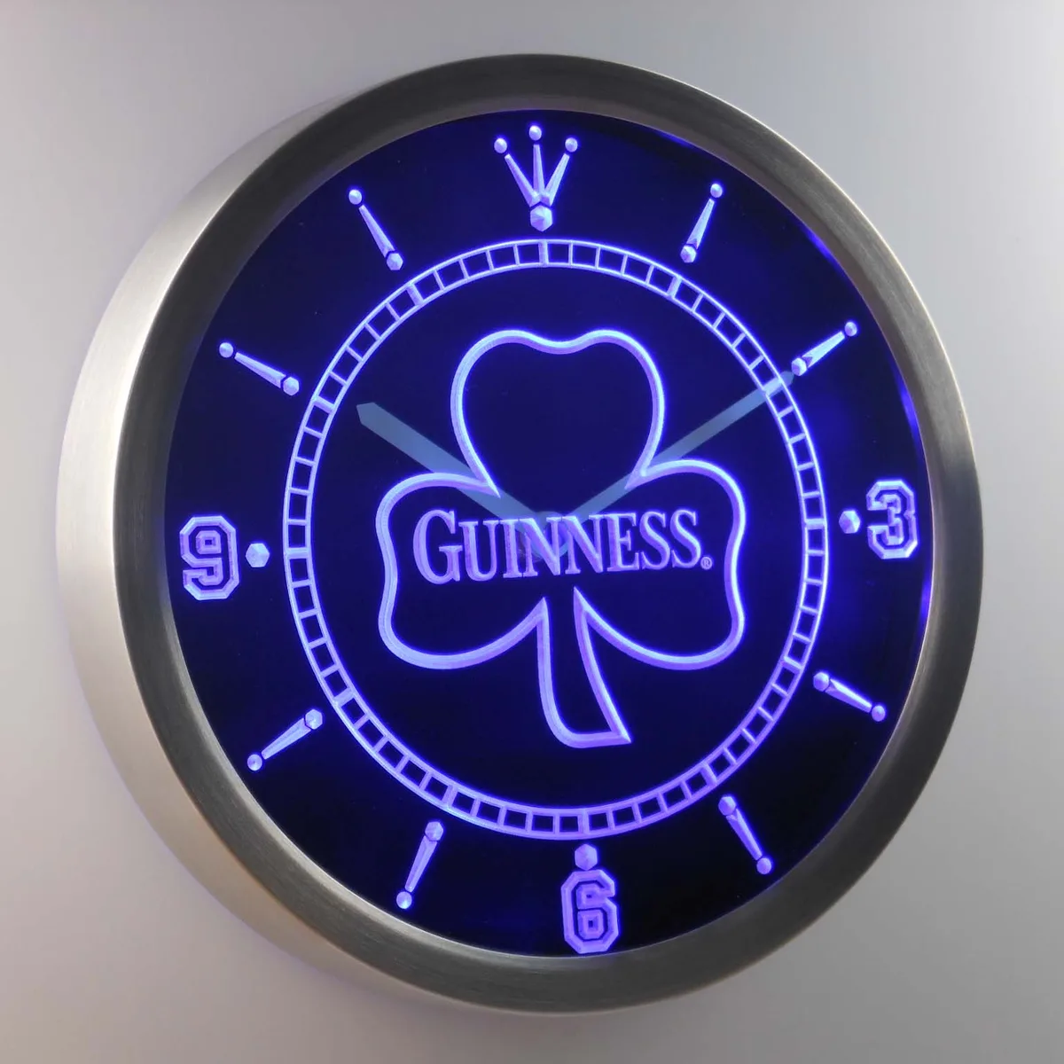 Guinness Shamrock Outline LED Neon Wall Clock