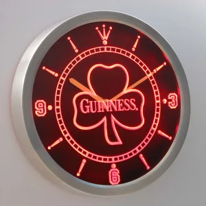 Guinness Shamrock Outline LED Neon Wall Clock