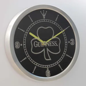 Guinness Shamrock Outline LED Neon Wall Clock