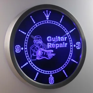Guitar Repair LED Neon Wall Clock