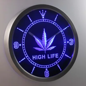 High Life Leaf LED Neon Wall Clock