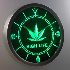 High Life Leaf LED Neon Wall Clock