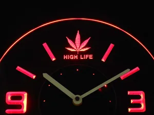 High Life Leaf Modern LED Neon Wall Clock