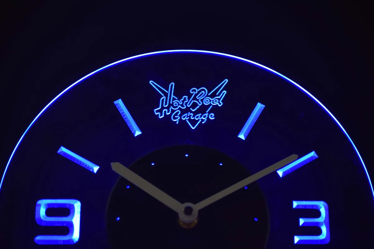 Hot Rod Garage Modern LED Neon Wall Clock