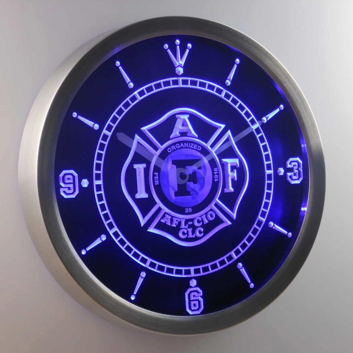 IAFF International Association of Fire Fighters LED Neon Wall Clock