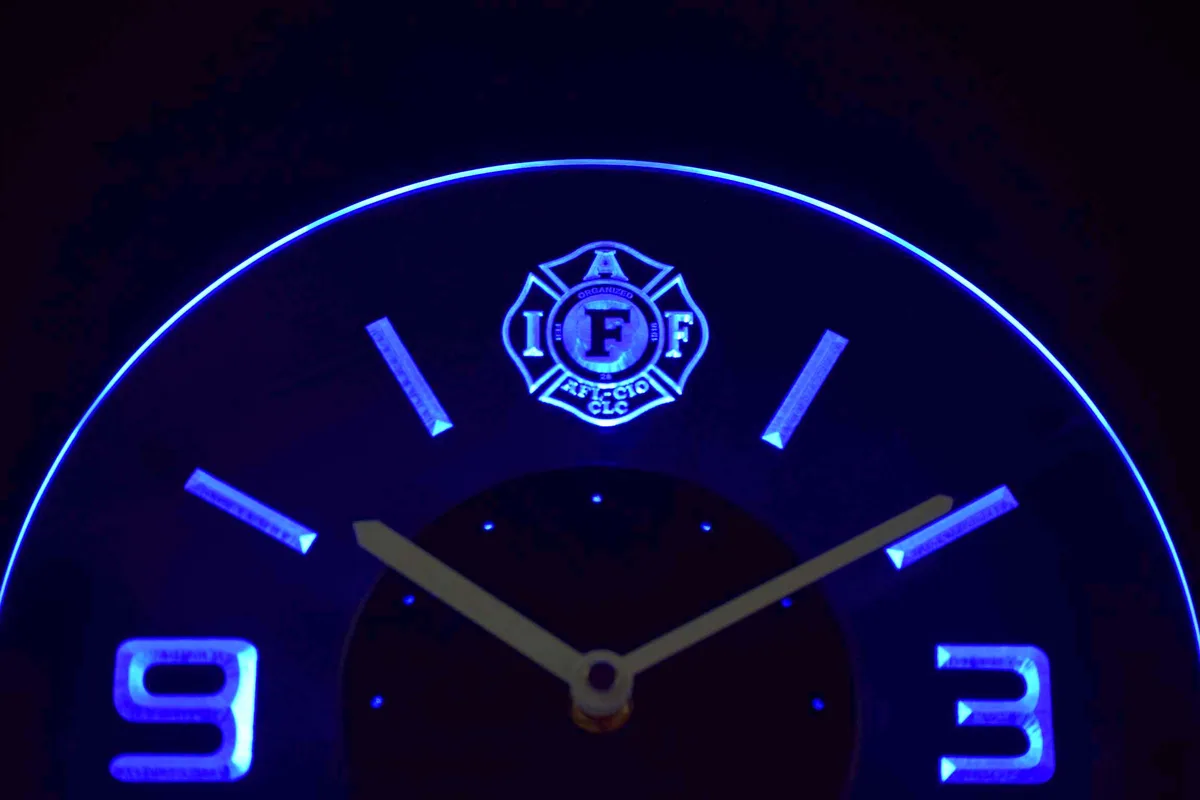 IAFF International Association of Fire Fighters Modern LED Neon Wall Clock