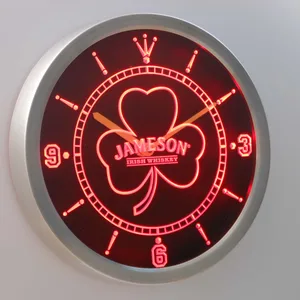 Jameson Shamrock Outline LED Neon Wall Clock