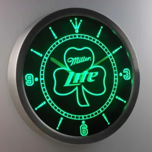 Miller Lite Shamrock LED Neon Wall Clock