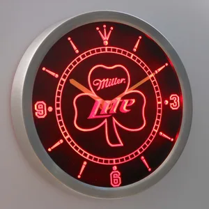 Miller Lite Shamrock LED Neon Wall Clock