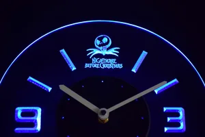 Nightmare Before Christmas Modern LED Neon Wall Clock