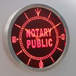 Notary Public LED Neon Wall Clock
