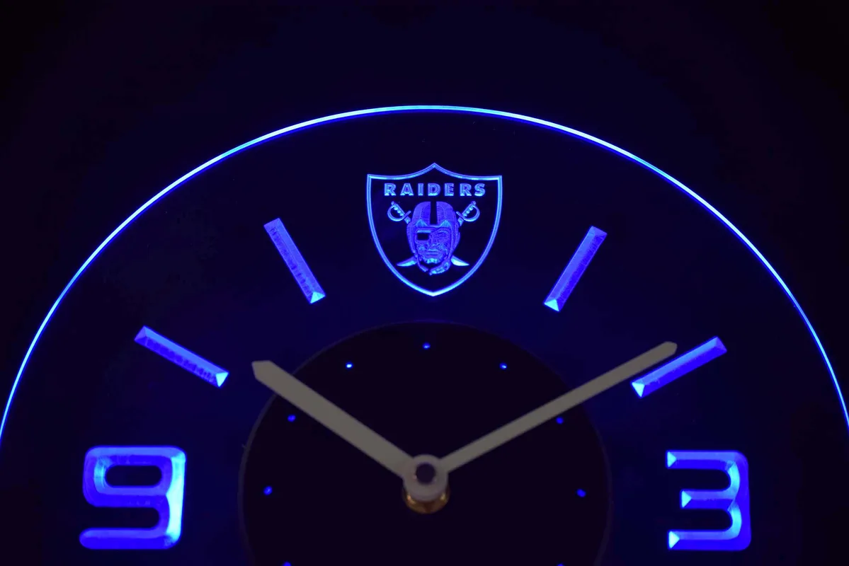 Oakland Raiders Modern LED Neon Wall Clock