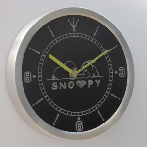 Peanuts Snoopy Heart LED Neon Wall Clock