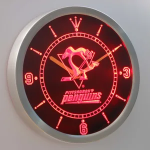 Pittsburgh Penguins LED Neon Wall Clock