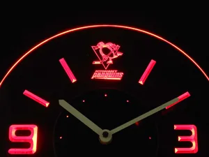 Pittsburgh Penguins Modern LED Neon Wall Clock