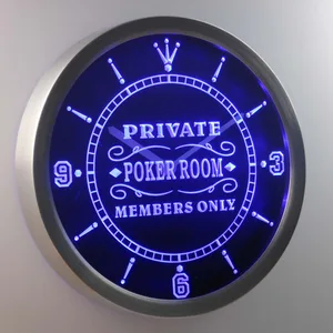 Poker Room Members Only LED Neon Wall Clock