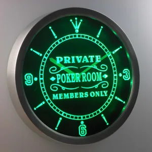 Poker Room Members Only LED Neon Wall Clock