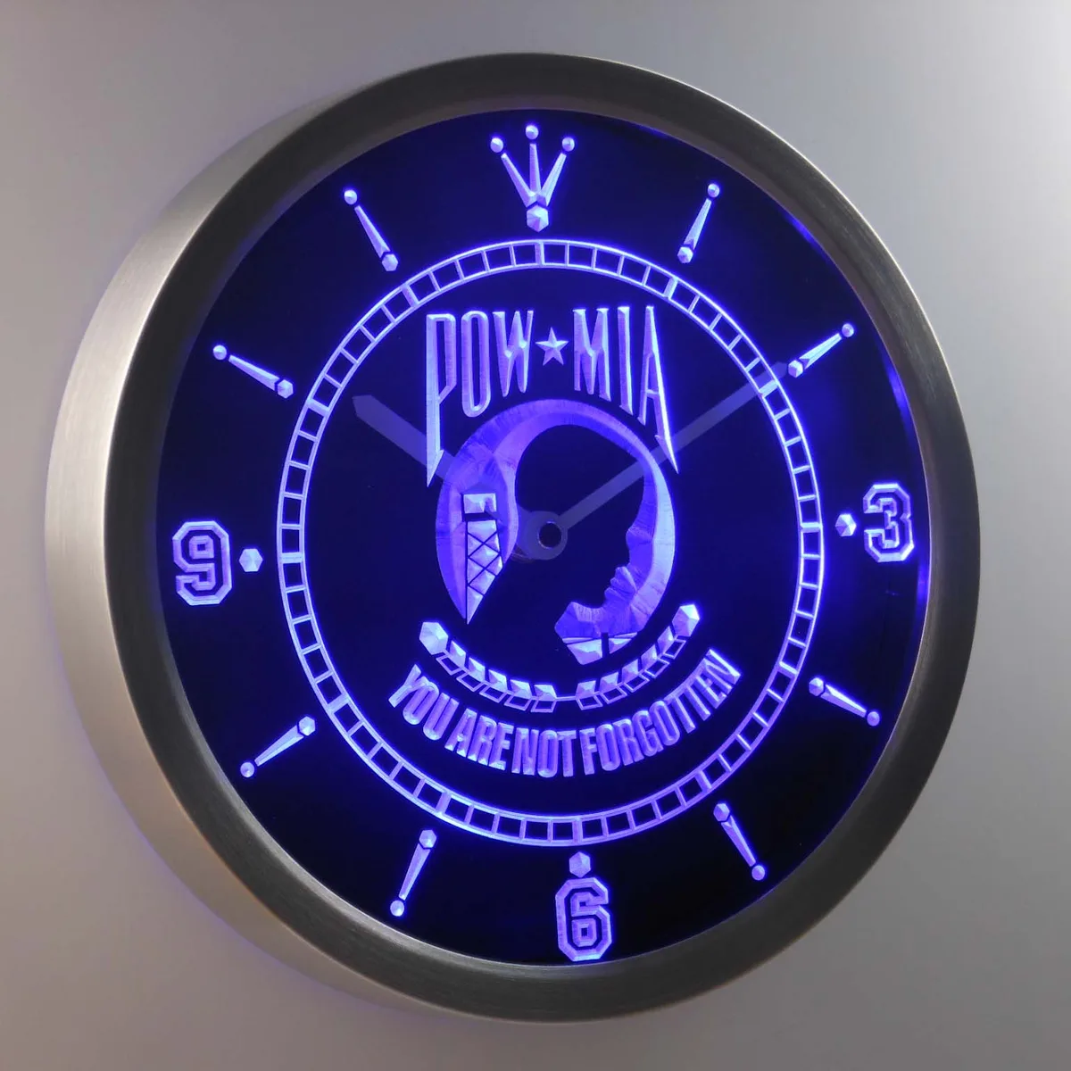 POW MIA LED Neon Wall Clock