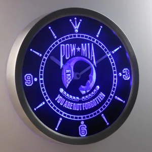 POW MIA LED Neon Wall Clock
