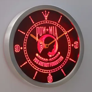 POW MIA LED Neon Wall Clock