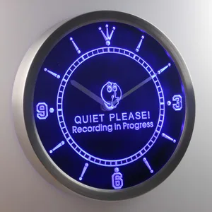 Quiet Please Recording in Progress LED Neon Wall Clock