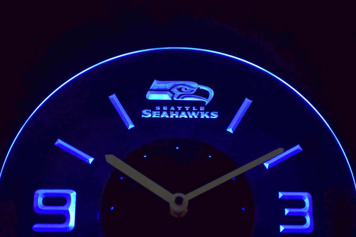 Seattle Seahawks Modern LED Neon Wall Clock