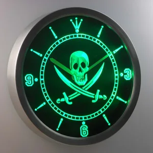 Skull and Swords LED Neon Wall Clock